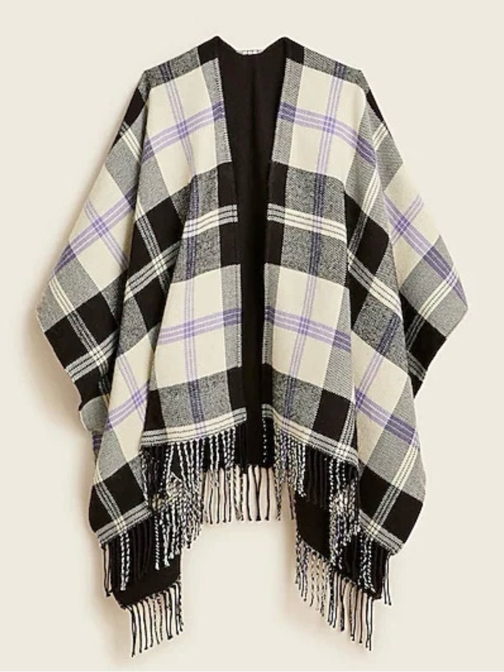 J. Crew Reversible Blanket Poncho Item BB119 in Ivory Fig Sz M/L NWT Layering
